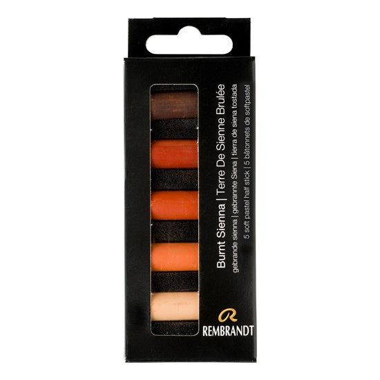 Ens. 5 demi-pastels tendres sienne brûlée