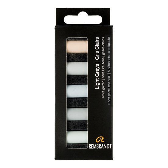 Ens. 5 demi-pastels tendres gris clair