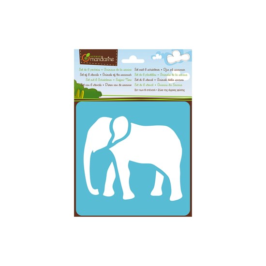 Ens. 6 pochoirs : animaux de la savane
