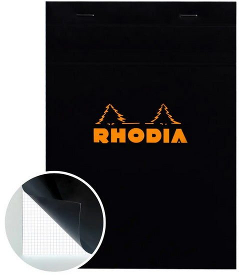 Rhodia Notepad-Graph - BLACK - 5.8 X 8.3 INCHES