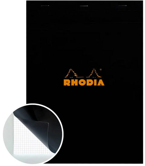 Rhodia Notepad-Graph - BLACK - 8.3 X 11.7 INCHES