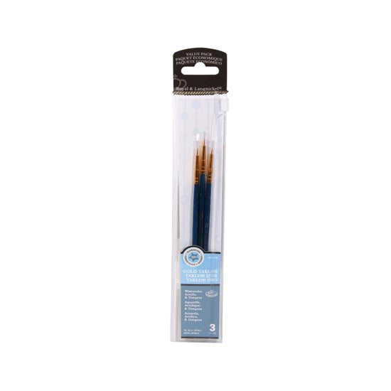 Set of 3 Gold Taklon Brushes Details