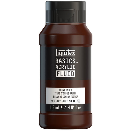 Basics fluid acrylic - 4oz - burnt umber