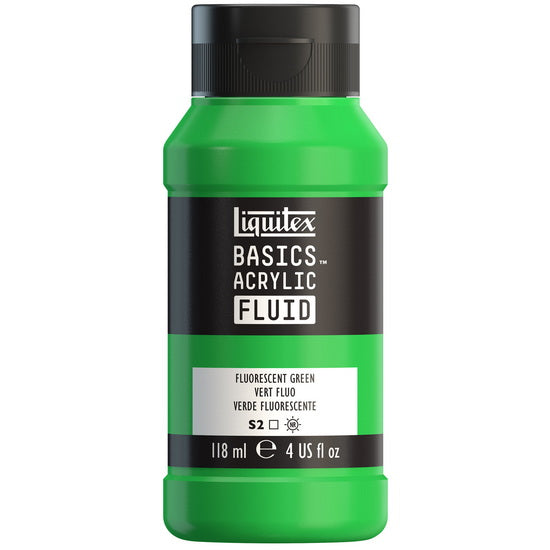 Basics fluid acrylic - 4oz - fluorescent green