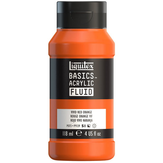 Basics fluid acrylic - 4oz - vivide red orange