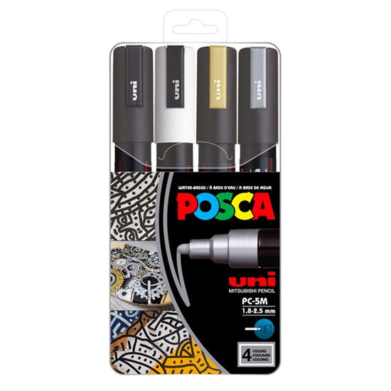 Set of 4 Posca Marker Pc-5M Metallic