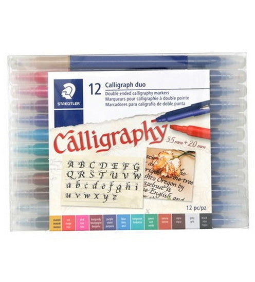 Set of 12 Markers Calligraphy Twin Tips