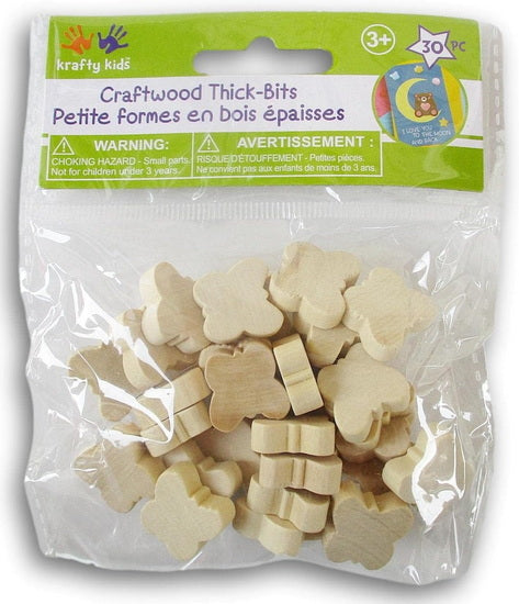 30 Wood shapes - butterfly - natural