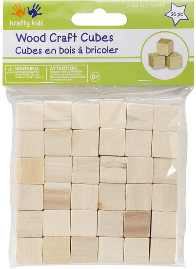 36 Wood cubes - 15mm - natural