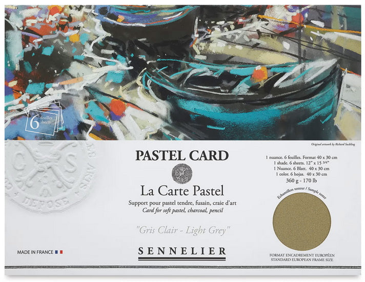 Pqt. 6 cartes pastel - 30x40cm - gris clair