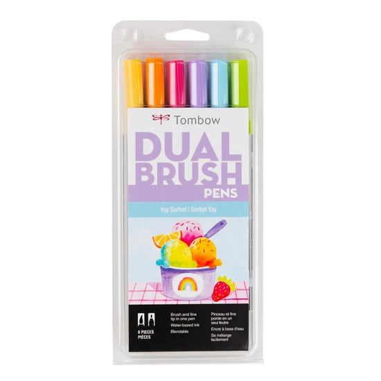 Set of 6 dual brush pen yay sorbet