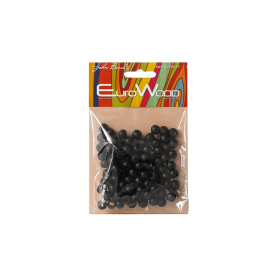 Beads - large hole - round - 0.8cm - black (100)