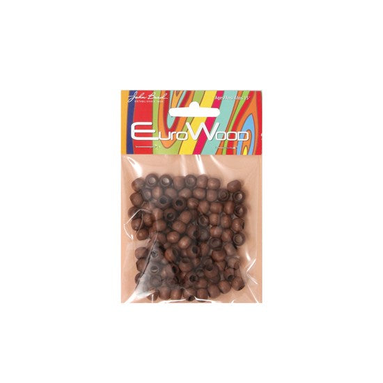 Perles large trou - rond - 2cm - brun (100)