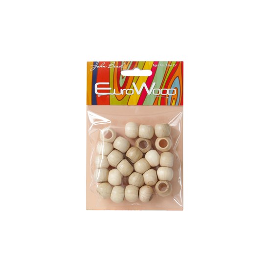 Beads - large hole - round - 1.2cm - natural (40)