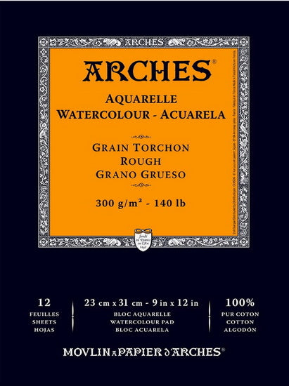 Bloc aquarelle - 100% coton - 140lb - rugueux - 9x12po (12f)