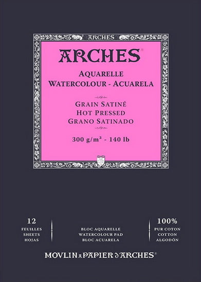 Bloc aquarelle - 100% coton - 140lb - hp - 10x14po (12f)