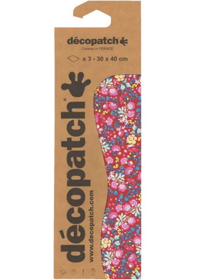 Printed Paper - Flowers on Red Background
