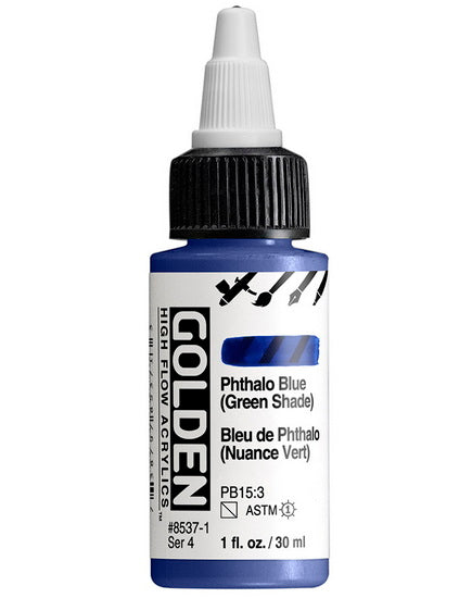 Acrylique high flow - 1 oz  bleu phtalo ton vert  s4
