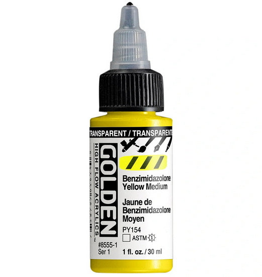 Acrylic high flow - 1 oz  trans. benzi. yellow medium  s1