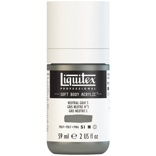 Soft body acrylic - 2oz - neutral grey #5 - s1