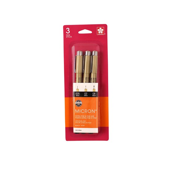 Set of 3 pens pigma micron tips 02, 05, 08