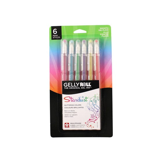 Set of 6 gel pens gelly roll stardust galaxy