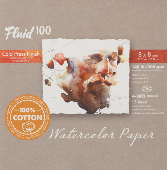 Watercolor pad 100% cotton - cp - 140lb - 8x8in (15s)