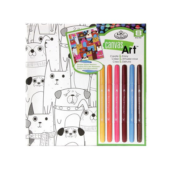 Set of Canvas And Markers Dogs