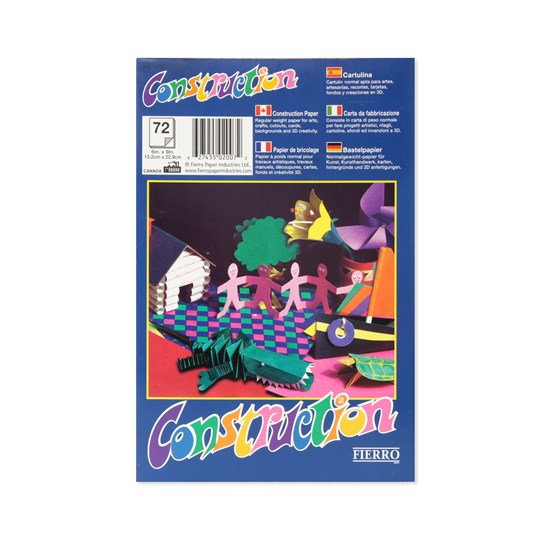 Bloc papier construction couleurs assorties - 6x9po