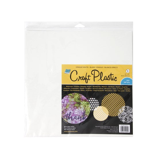Pack of  4 Craft Plastic White - 12X12"