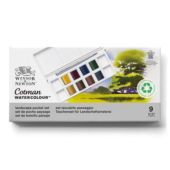 Ens. aquarelle cotman paysages 9pcs