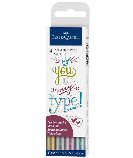 Set of 4 pitt metallic lettering markers