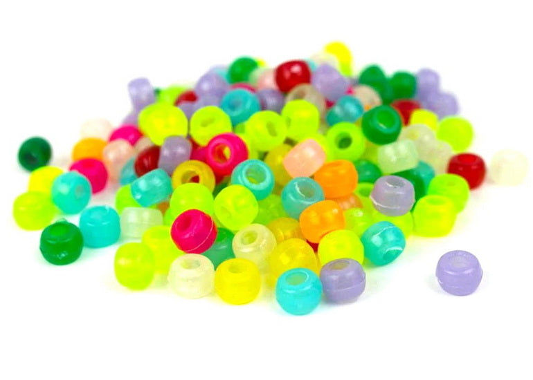 Pack of 300 Multicolor Glow-In-The-Dark Pony Beads 9mm