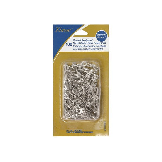 Curved safety pins set 2.5 cm (100)