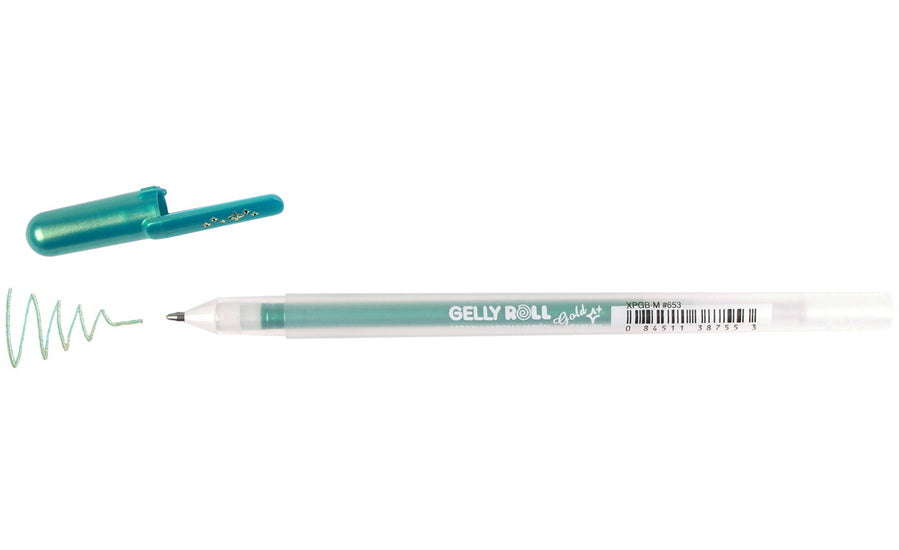 Gel pen gelly roll 0.7mm gold shadow green