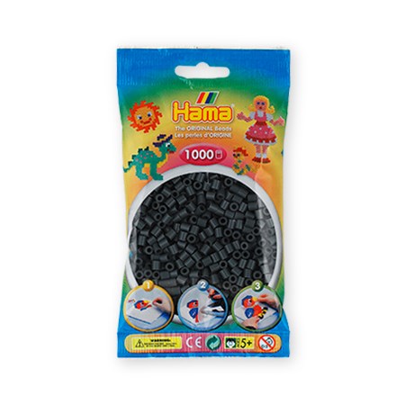 Paquet de 1000 perles hama midi – gris foncé