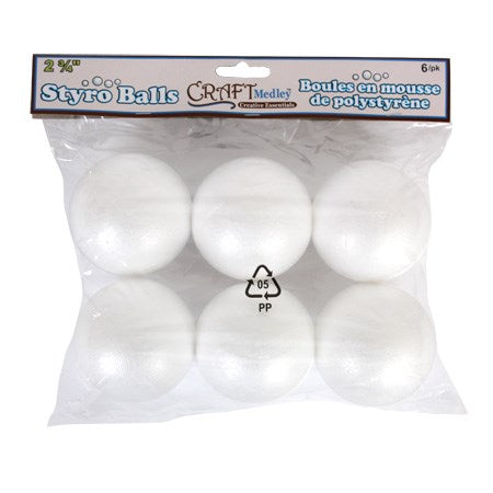 6 Polyfoam balls - 2 3/4in