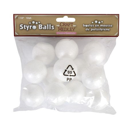 12 Polyfoam balls - 1 1/2in