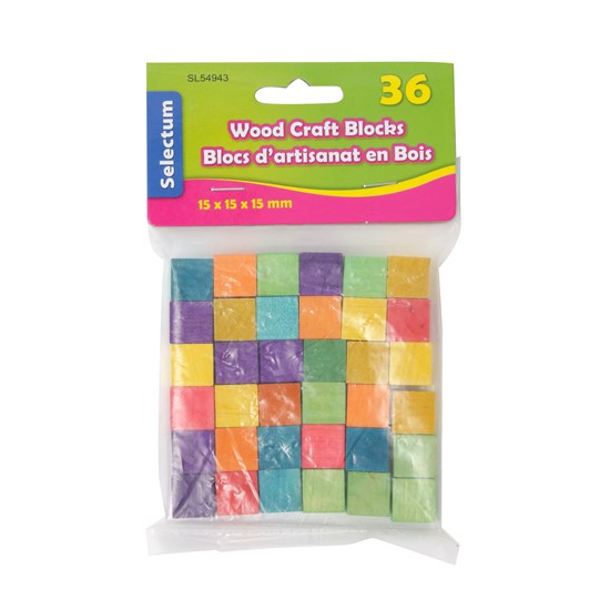 Coloured Wood Craft Blocks - (36)