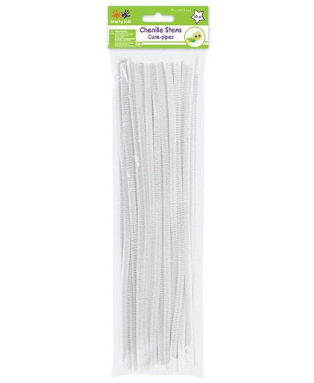40 Chenille stem - white - 30cm