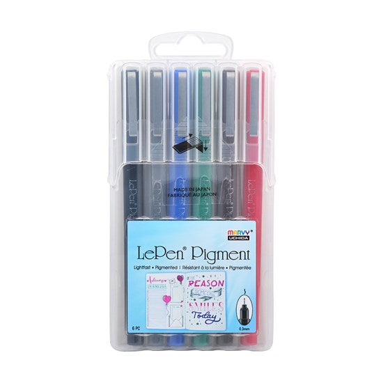 6 Fineliners - lepen - 0.3mm - primary colors