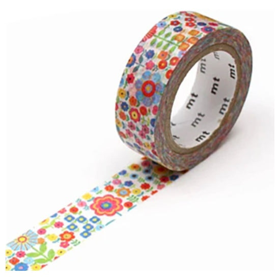 Ruban washi mini jardin fleuri - 15 mm x 7 m