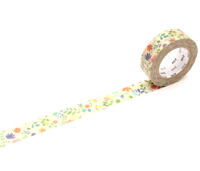 Ruban washi fleurs aquarelles - 15mm x 7m