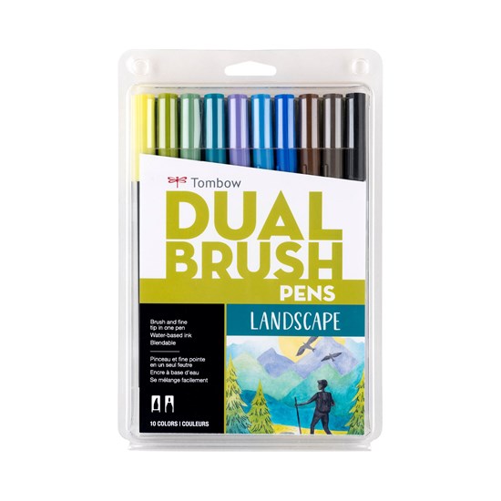 Set of 10 dual brush pen lanscape