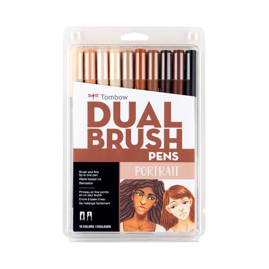 Set of 10 dual brush pen portrait