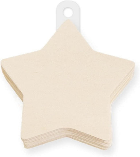 12 Wood shapes - star - 8cm