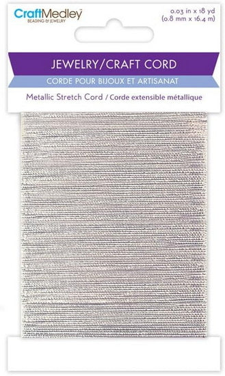 Metallic stretchcord - silver - 0.8mm - 16m