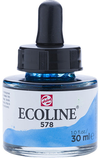 Ecoline Watersoluble Ink  Sky Blue Cyan-30ML