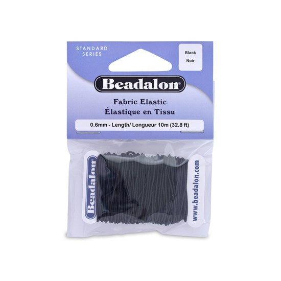 Elastic cotton thread - 0.6mm - black - 10m