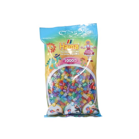 Hama Glitter Beads — 1000 assorted pieces